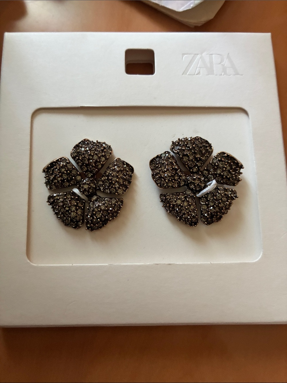 Zara Gunmetal Pave Crystal Flower Clip-On Earrings